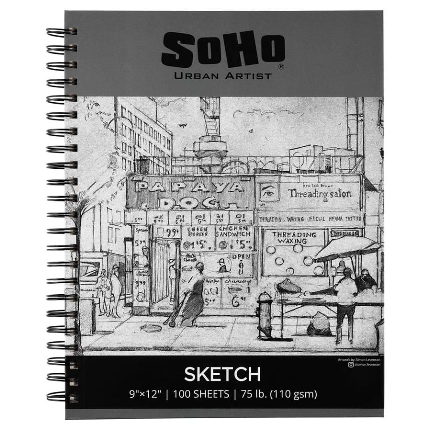 SoHo Sketch Paper Pad 9x12 Spiral, 110 GSM