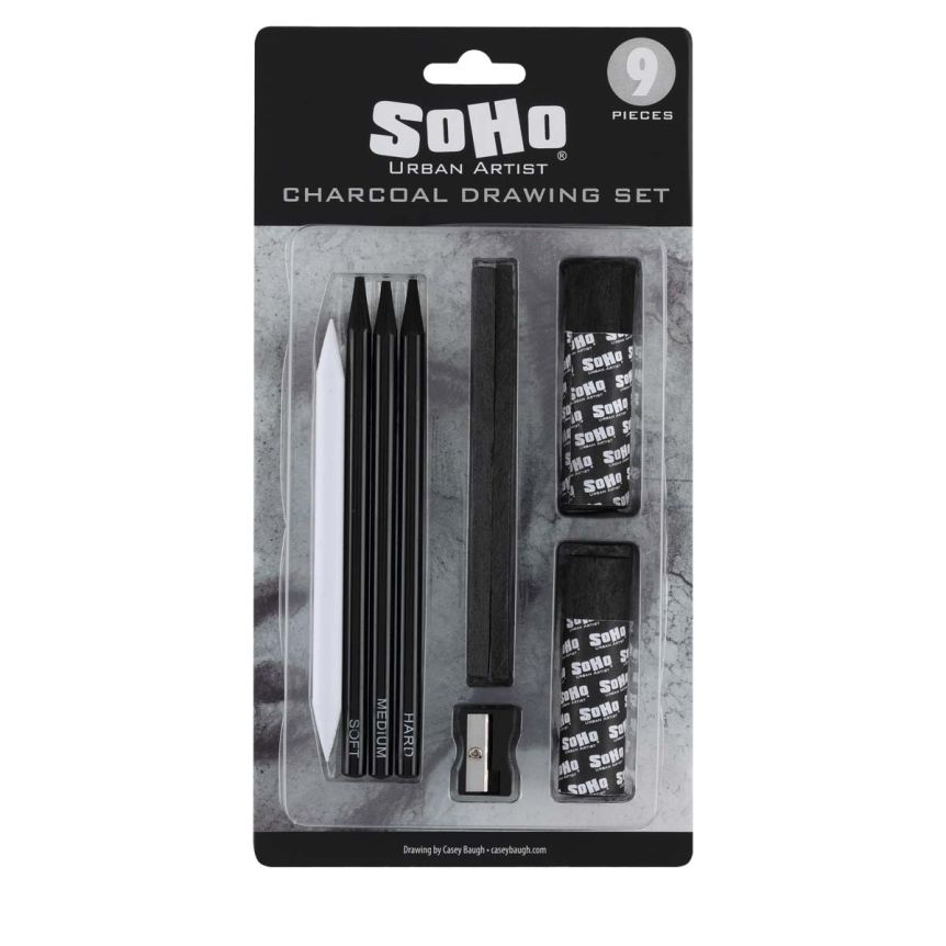 Charcoal White Pencils (2) with Sharpener