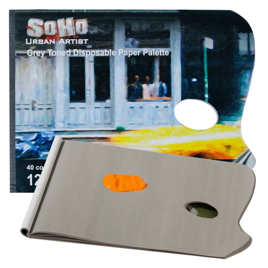 SoHo Urban Artist Grey Toned Disposable Palette Pad w/ Thumb Hole 12x16" - 40 Sheets