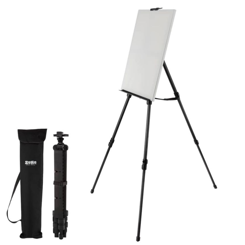 65 in tall Black Metal Easel Collapsible Tripod Stand