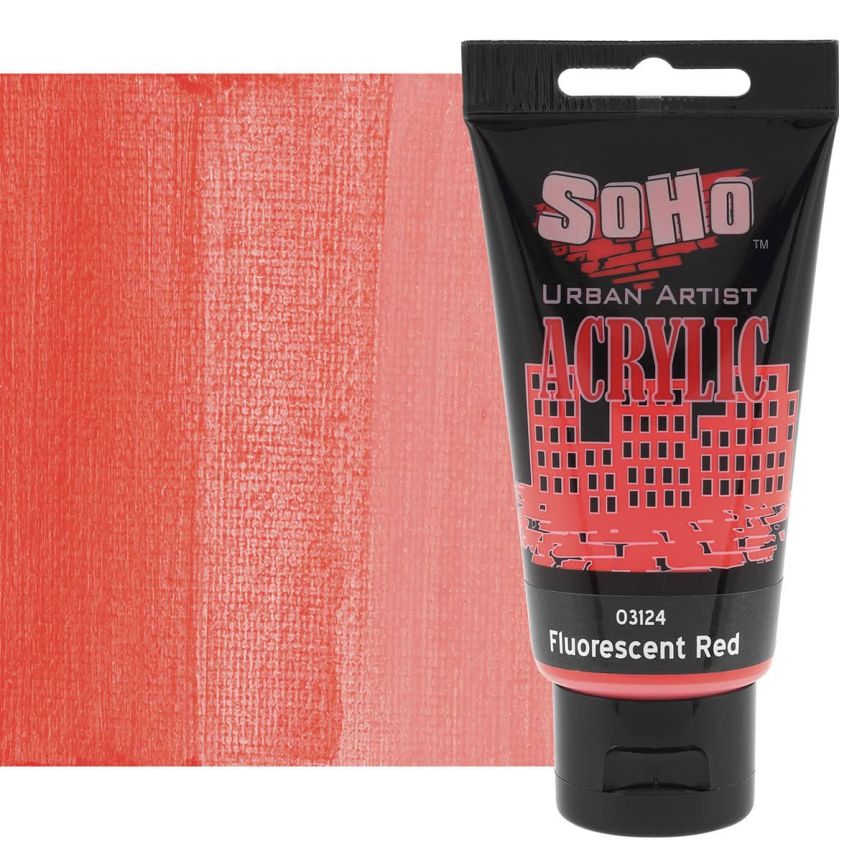 SoHo Heavy Body Acrylic - Fluorescent Red, 75ml Paint Tube