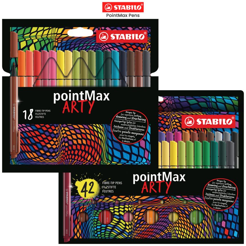 STABILO Nylon Tip Writing Pen pointMax ARTY - Wallet of 42 - Assorted Colors
