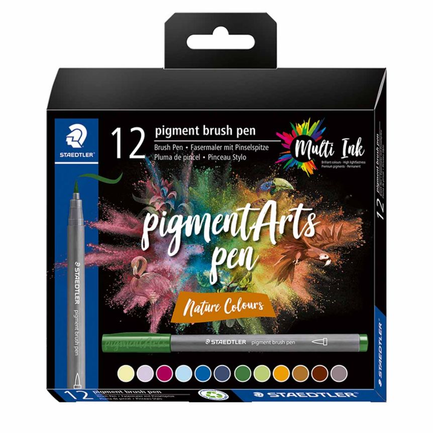 Pigment Arts Brush Pen Set of 12, Nature Colors