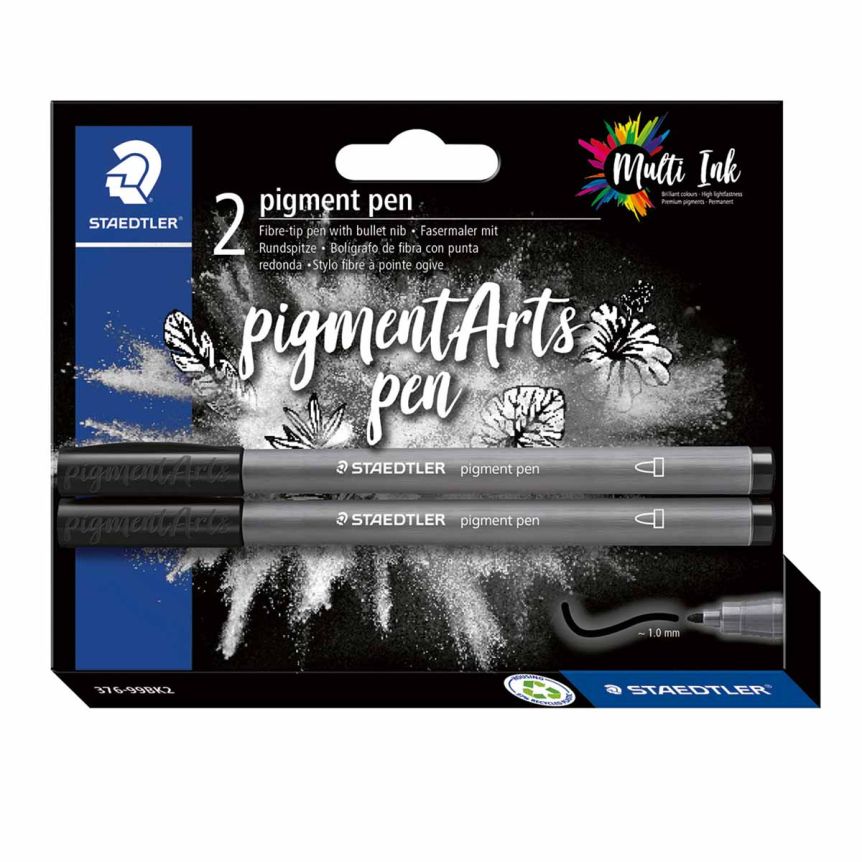 Pigment Arts Bullet 1mm Pen Intense Black Pack of 2