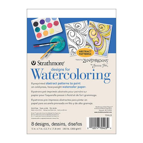 Strathmore Designs for Watercoloring Printed Cold Press Watercolor Pad  Abstract Designs 5x7
