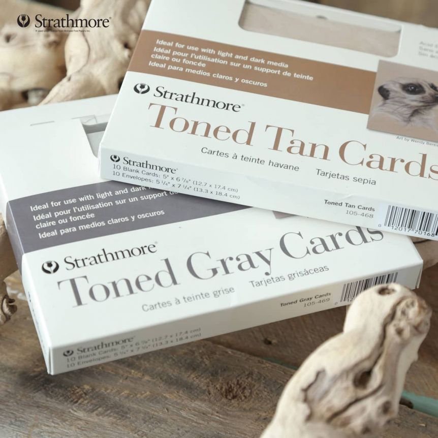 Strathmore Blank Toned Tan/Grey Cards w/ Envelopes