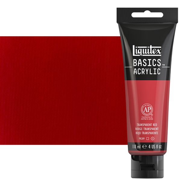 Liquitex Basics Acrylic Paint - Transparent Red, 4oz Tube