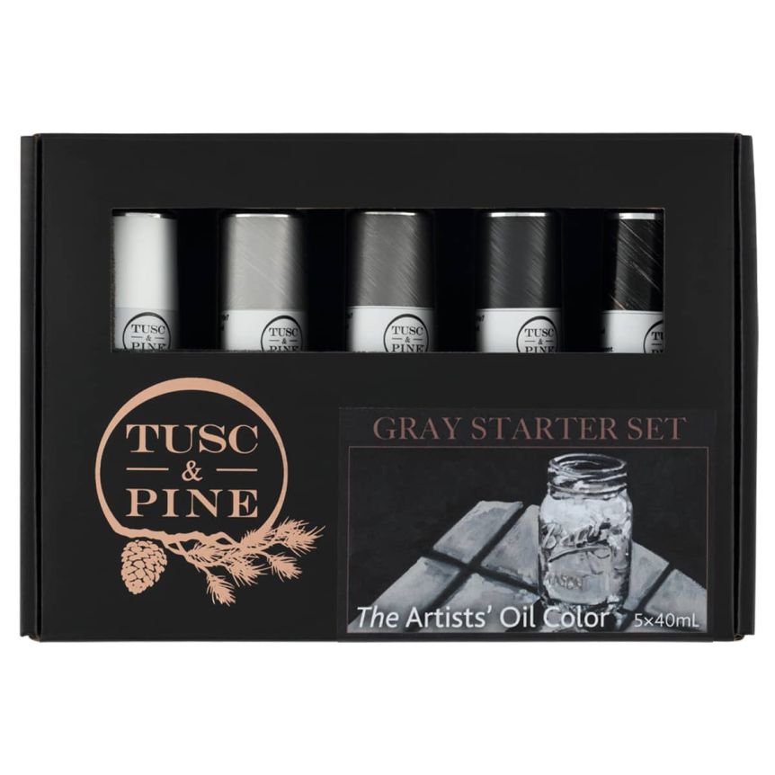 Tusc & Pine Oil Color Greys Starter Set of 5, 40ml Tubes