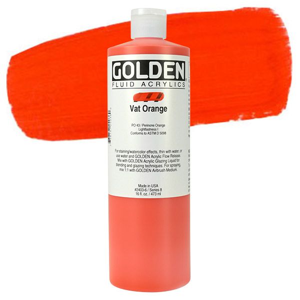 Golden : High Flow : Acrylic Paint : 473ml (16oz) : Fluorescent Orange