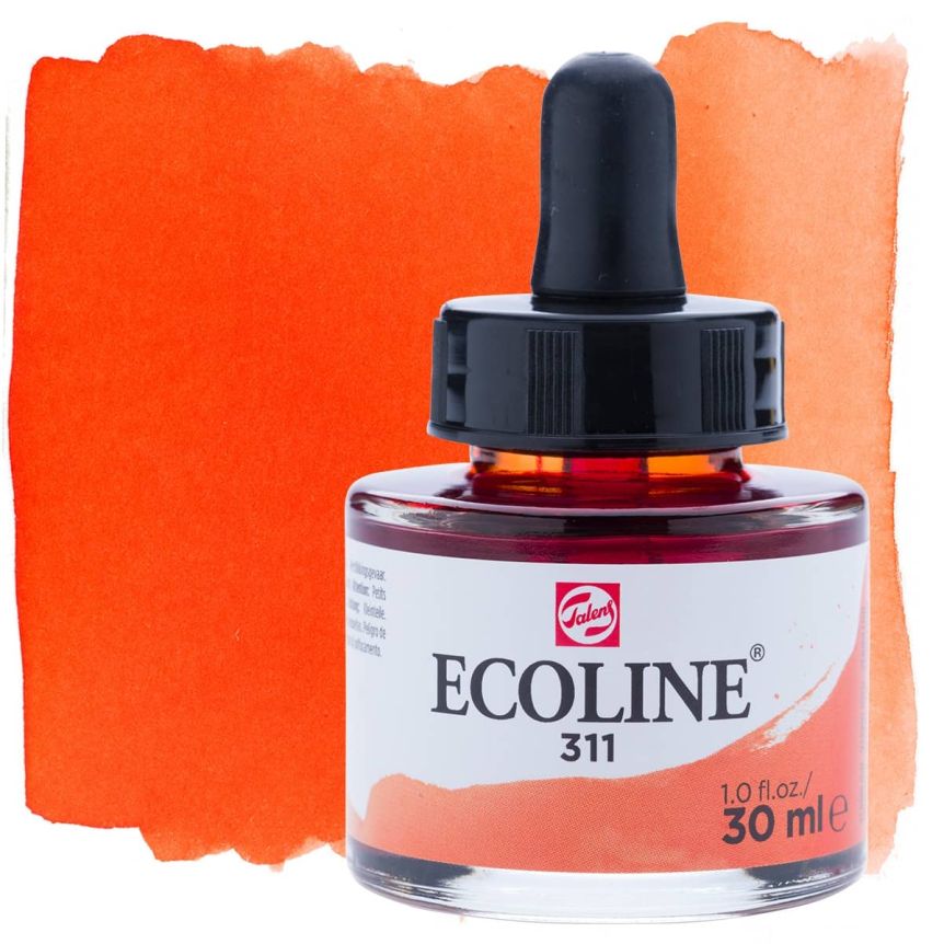 Ecoline Liquid Watercolor, Vermilion 30ml Pipette Jar