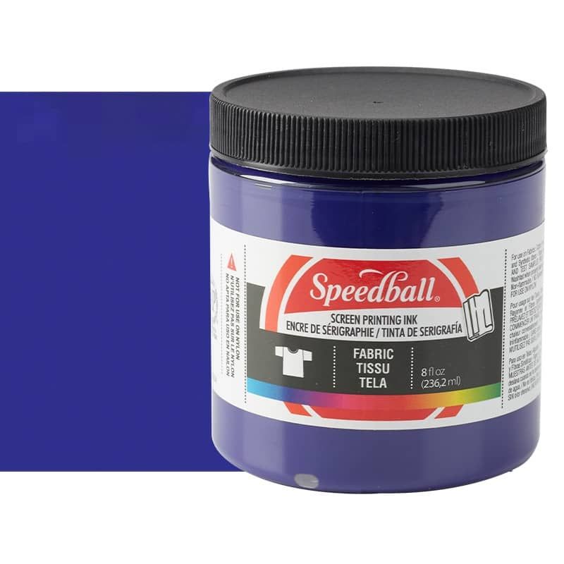 Speedball Fabric Screen Printing Ink 8 oz Jar - Fluorescent Blue