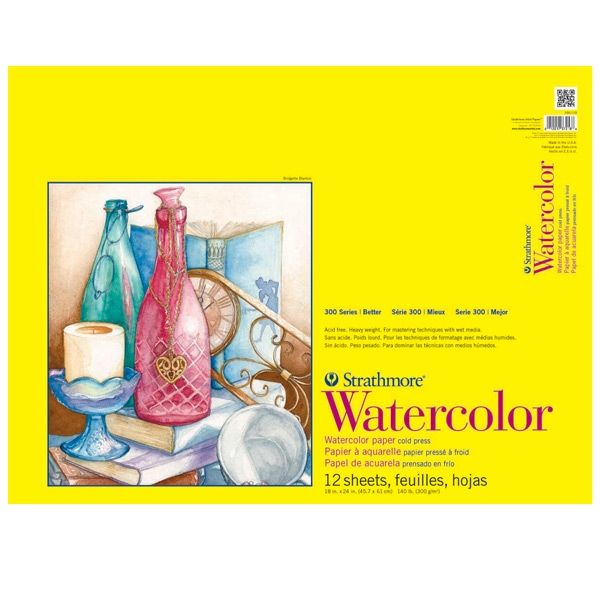 Strathmore 300 Series 140 lb Watercolor Paper Pad 18 x 24 Wire Bound (12  Sheets)