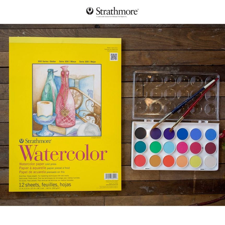 WATERCOLOR PAPER STRATHMORE 300 SERIES 140LB-300gr 22x30 inches COLD PRESS  373-10
