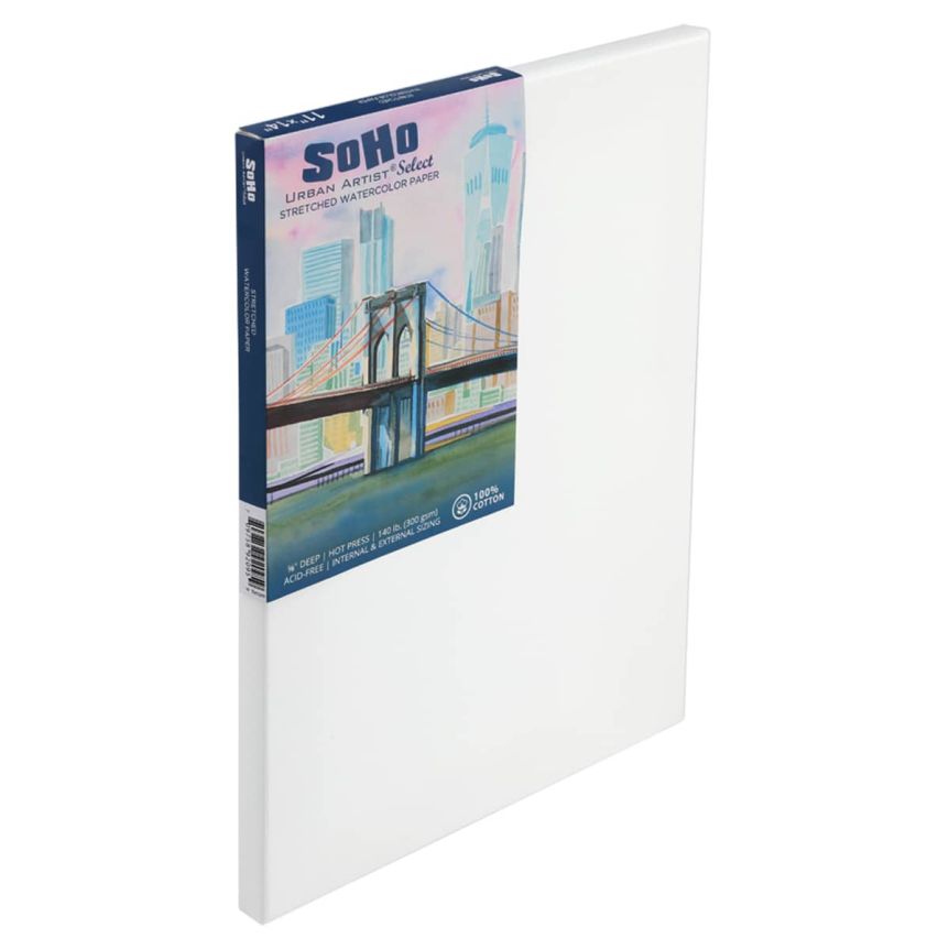 SoHo Select Stretch Watercolor Paper 5/8" Deep 140lb Hot Press 11"x14"