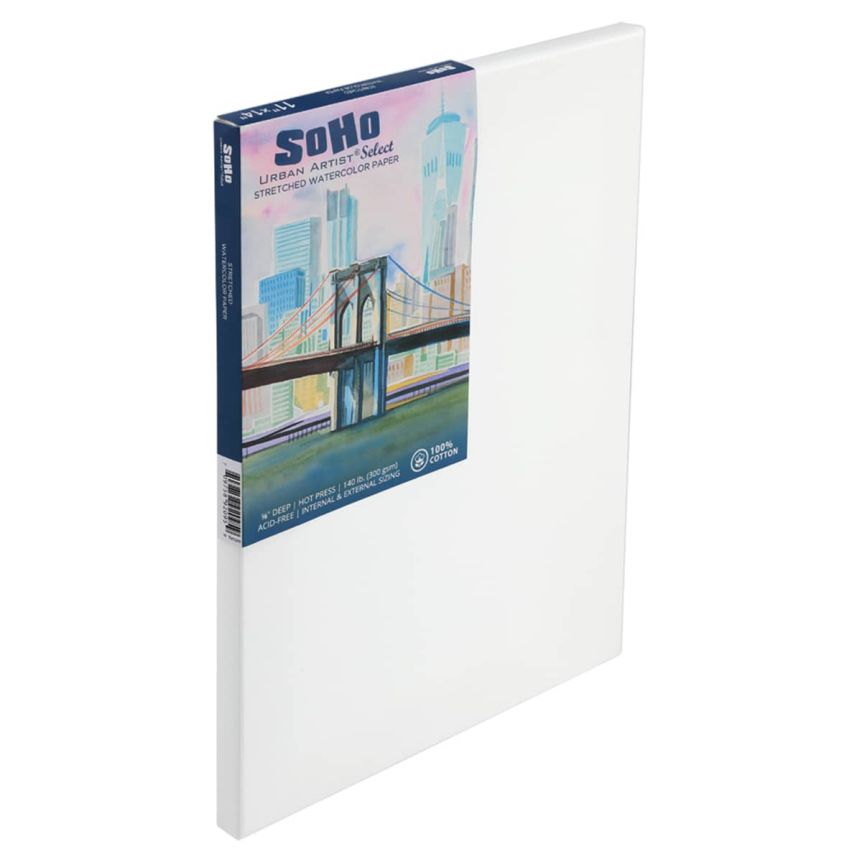 SoHo Select Stretch Watercolor Paper 5/8" Deep 140lb Hot Press 10"x20"