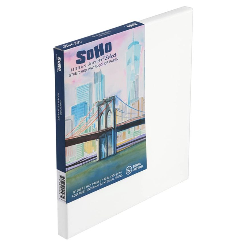 SoHo Select Stretch Watercolor Paper 5/8" Deep 140lb Hot Press 10"x10"