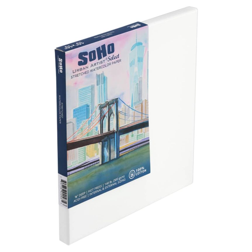 SoHo Select Stretch Watercolor Paper 5/8" Deep 140lb Hot Press 8"x8"