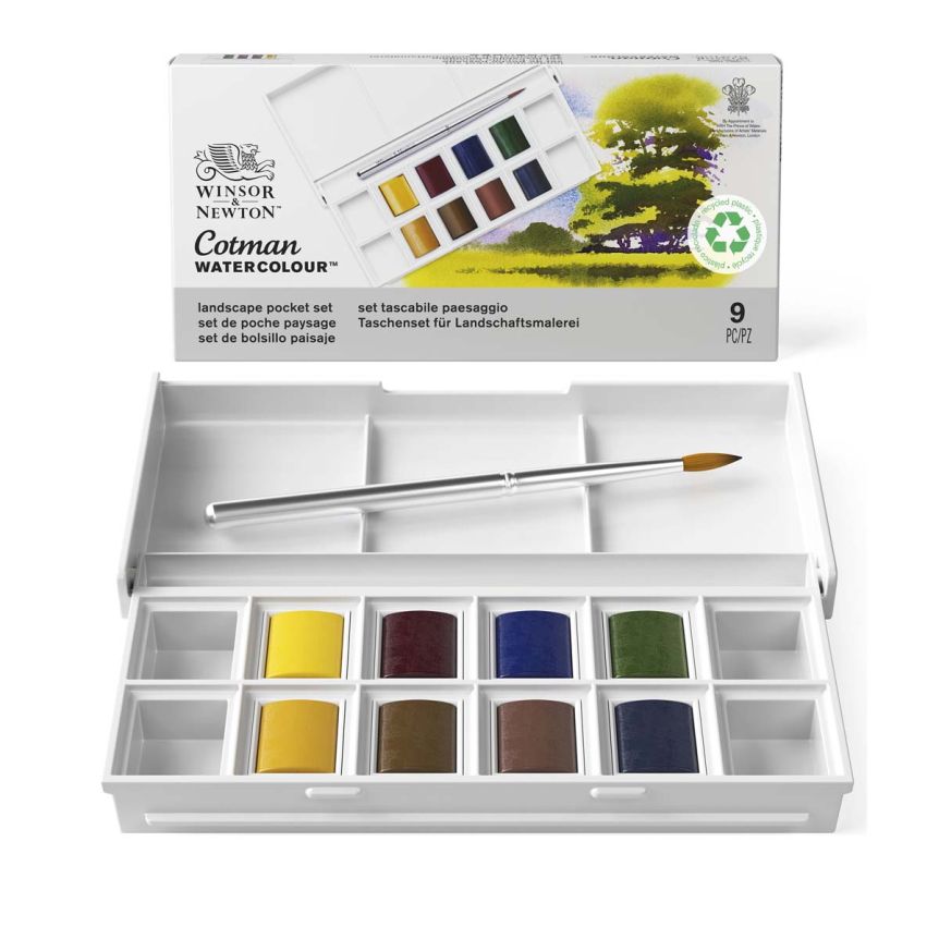 Winsor & Newton Cotman Watercolor Landscape Pocket Set of 8, Half-Pan