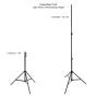 The aluminum light stand measures 6 feet and 6" tall
