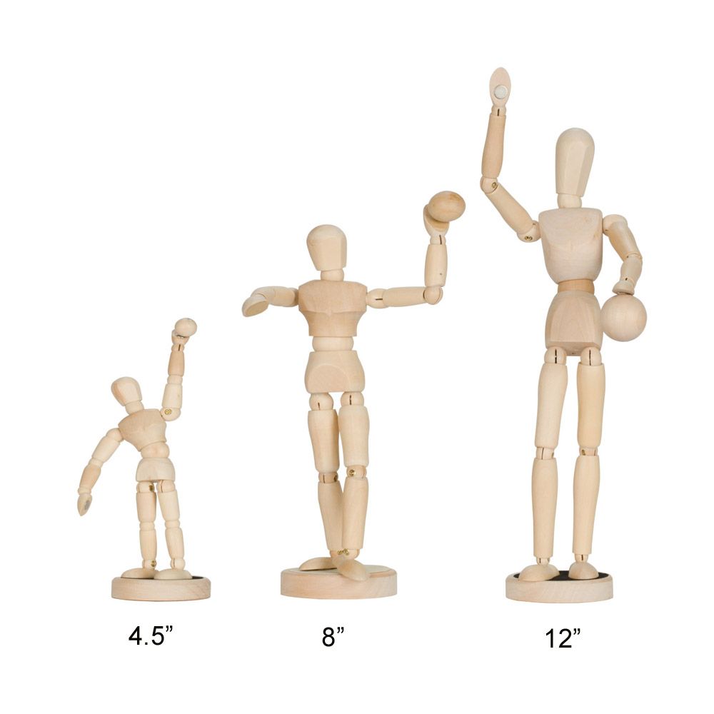 2 Pack Posable Wooden Mannequin Figure for Drawing, Wood Human Model for Art  (12 In)