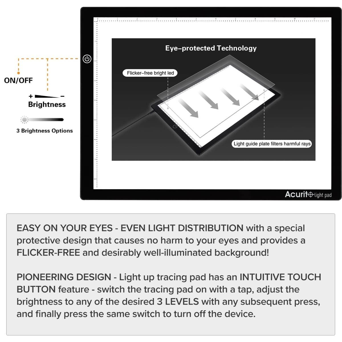 Acurit Light & Easy 9X12 LED Light Pad + Transparent Cut Mat Combo