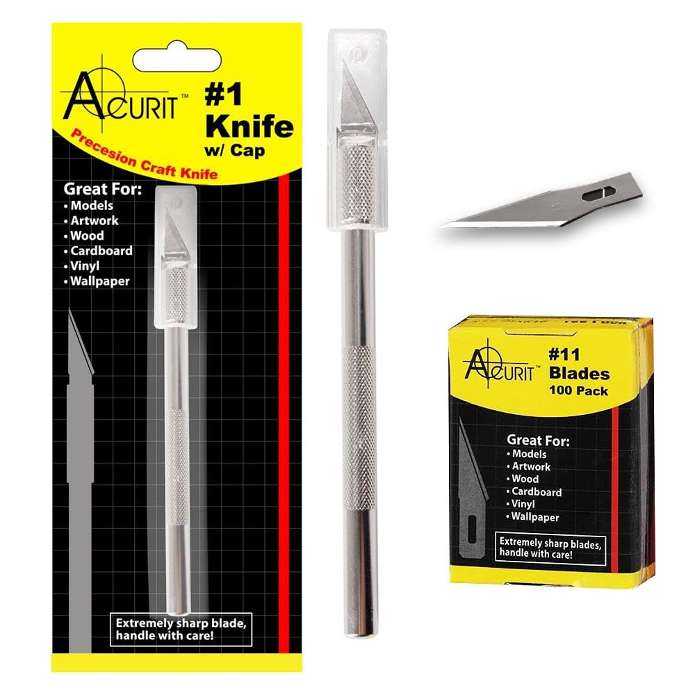 Exacto Knife, Aluminum Finish with Gripper Handle w/ (5) Replacement Blades