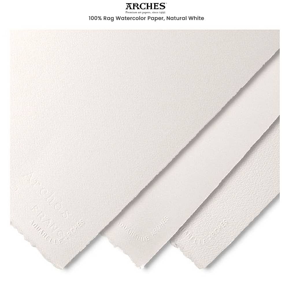 Arches Watercolor Paper Sheet Natural White 90lb Rough 22x30