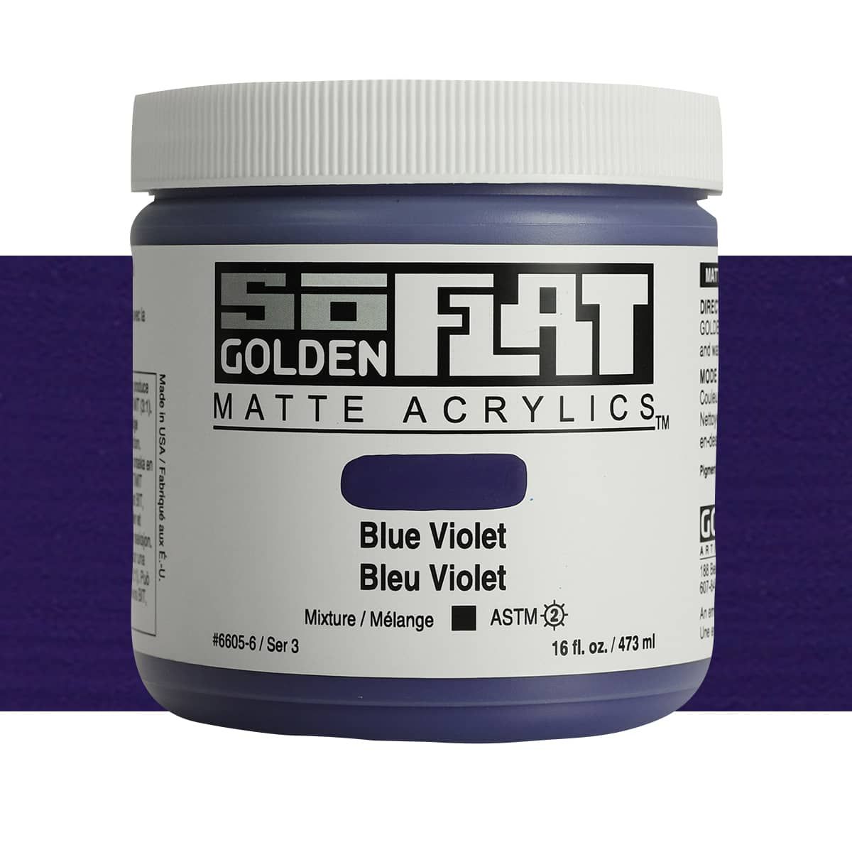 GOLDEN SoFlat Matte Acrylic - Blue Violet, 2oz Jar