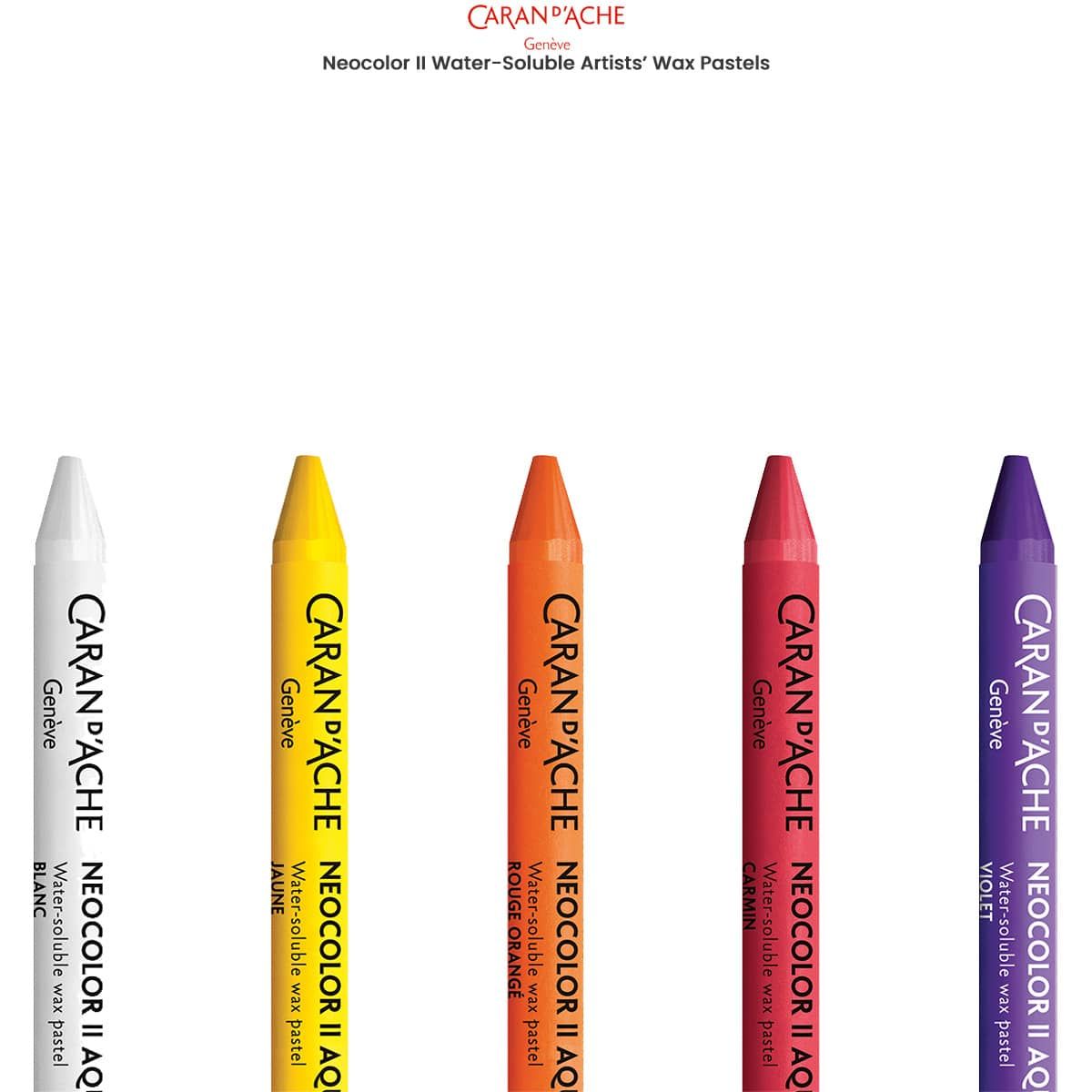 Caran D'Ache Classic Neocolor II Water-Soluble Crayons, 10 Assorted Colors