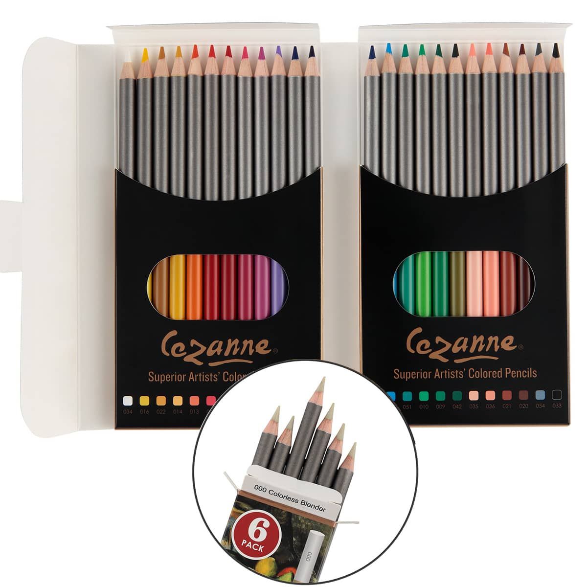 Cezanne Colored Pencils Set of 24 with 6 Colorless Blenders