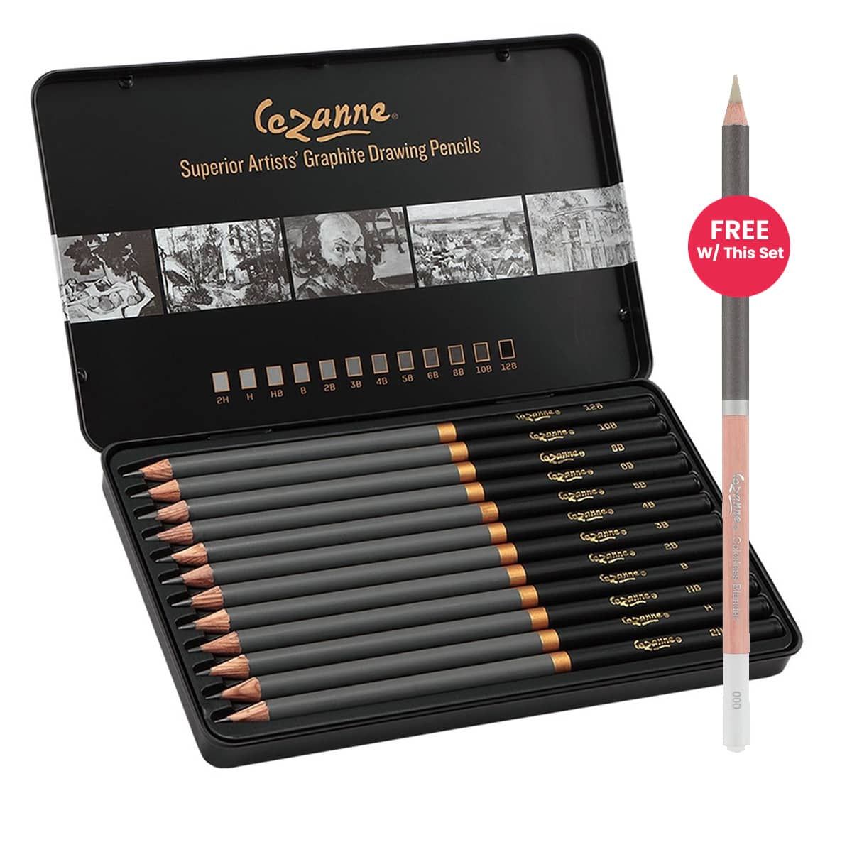 Cezanne Graphite Pencil Set of 12 + Free Colorless Blender