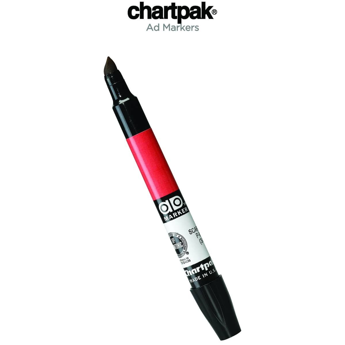 Chartpak Ad Markers - Assorted Colors, Set of 12