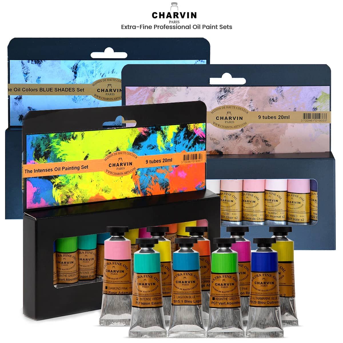 Charvin Professional Oil Paint Extra Fine Color, Salutation Set of 8 60ml  Tubes - Assorted Colors