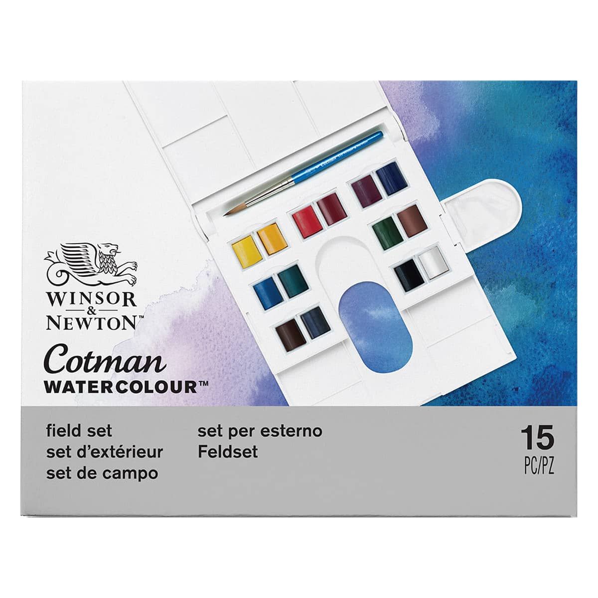 Winsor & Newton Cotman Watercolour Half Pan Field Paint Set 15pc