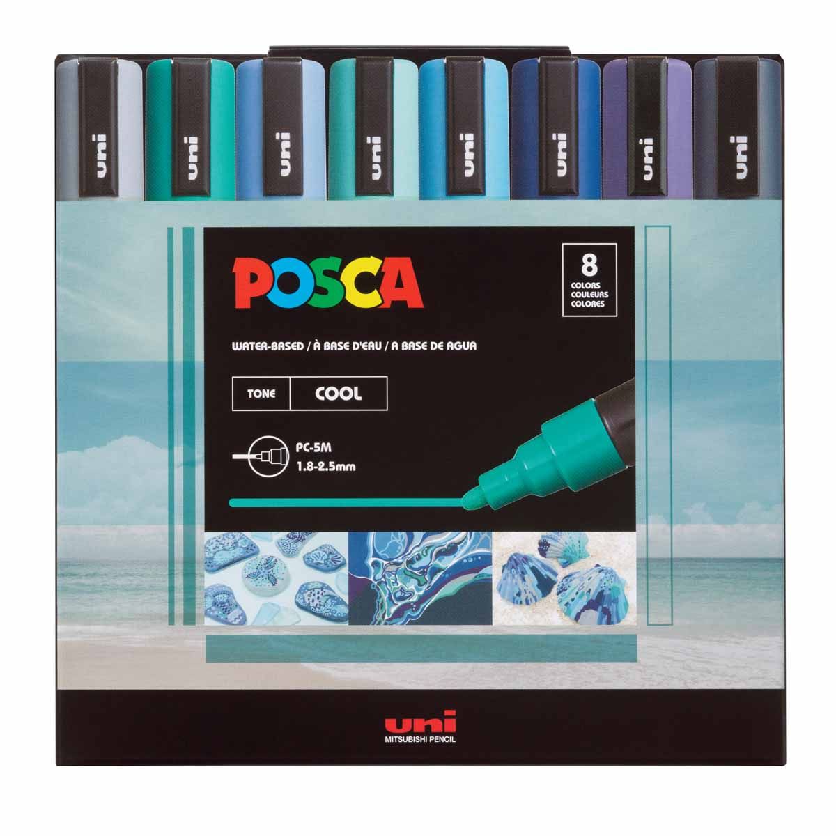 uni POSCA Acrylic Paint Marker - PC-1R Extra Fine - 8 Basic Color Set 