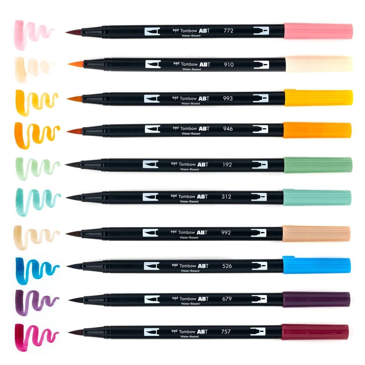 Choice of Tombow Dual Brush Pen Set of 10 Pastel, Primary, Bright, Grey,  Tropical, Retro, Cottage, Celebration, Bohemian 