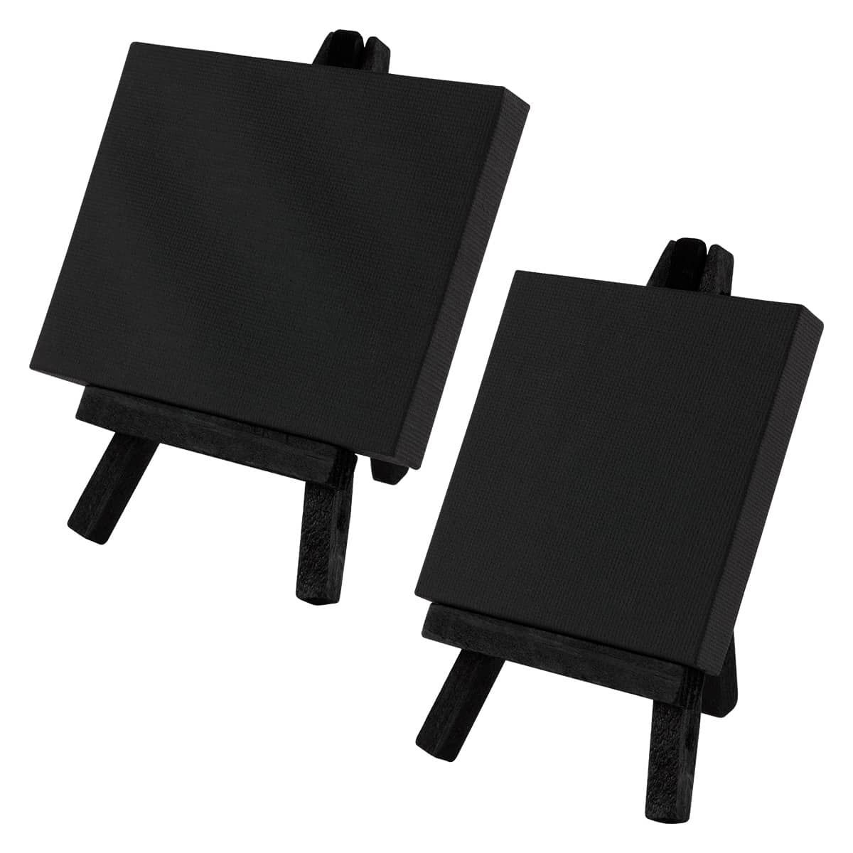 3 x 3 Stretched Canvas with 5 Mini Black Wood Display Easel Kit, 12 Pack - Tabletop  Stand, 3” x 3” - 12 Pack - QFC