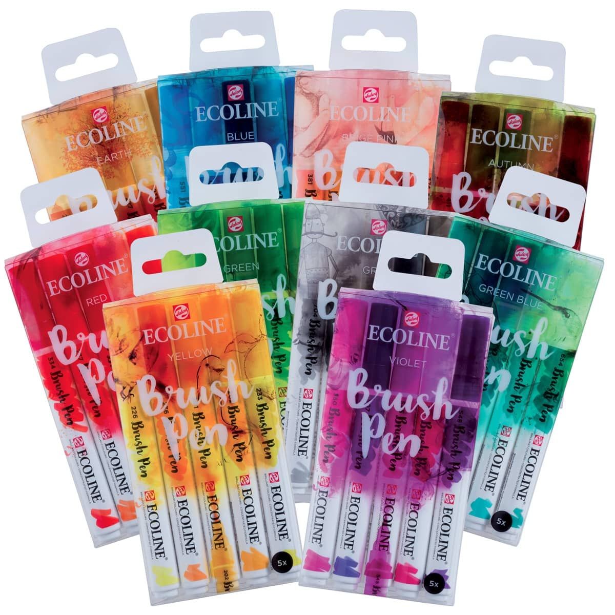 Royal Talens Ecoline Liquid Watercolour Drawing Painting Brush Pens Set of  15 Assorted Colours in Wallet Blender Pen 