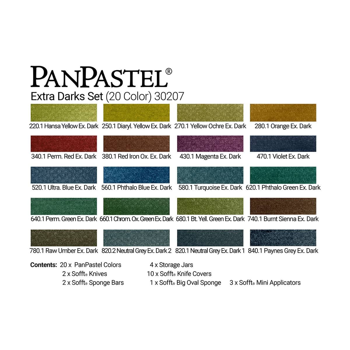 PanPastel™ Artists' Pastels - Extra Dark Warm Shades, Set of 10