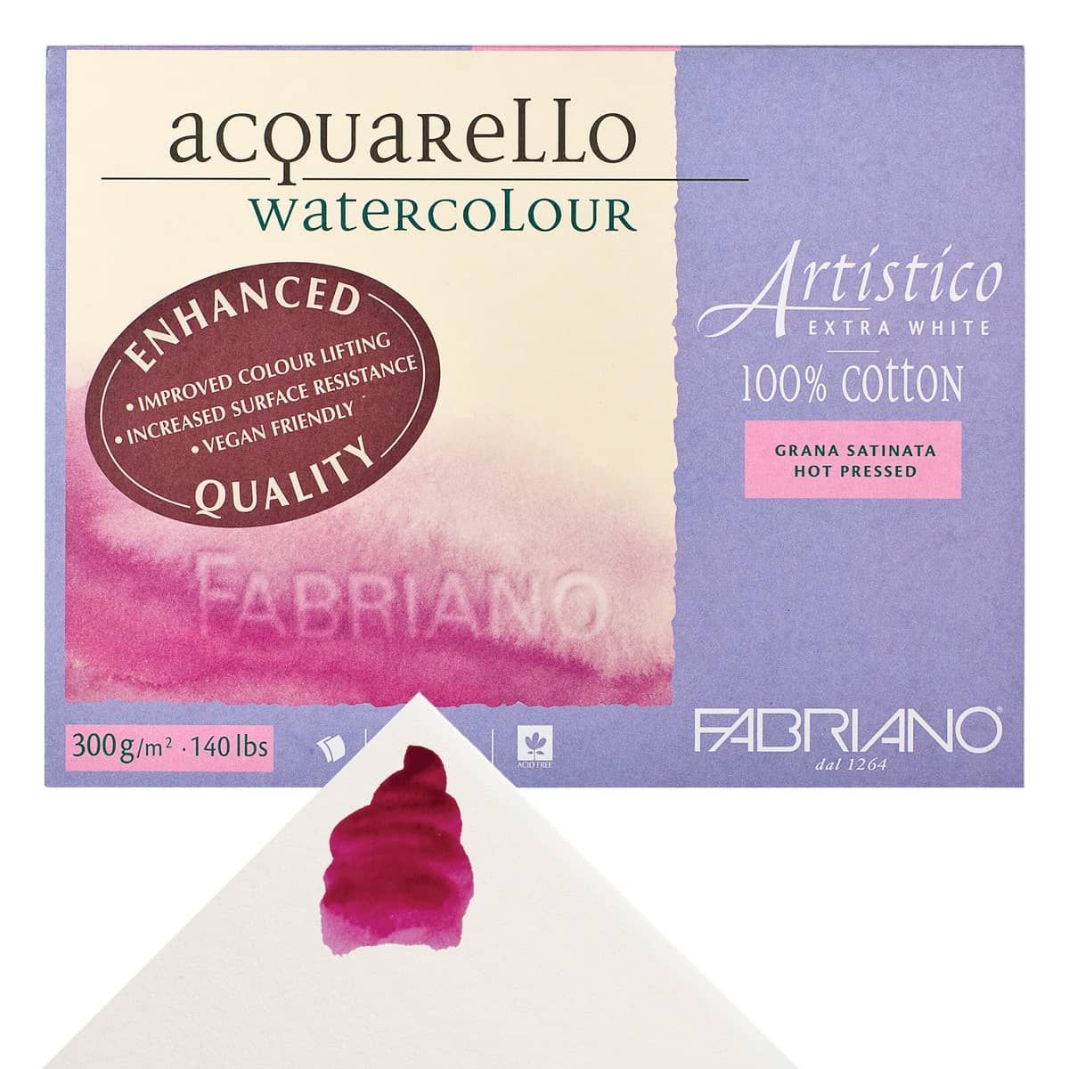 Fabriano Artistico Extra White Watercolor Block, 140 lb./300 gsm, Cold  Press, 25 Sheets, 5 x 7 