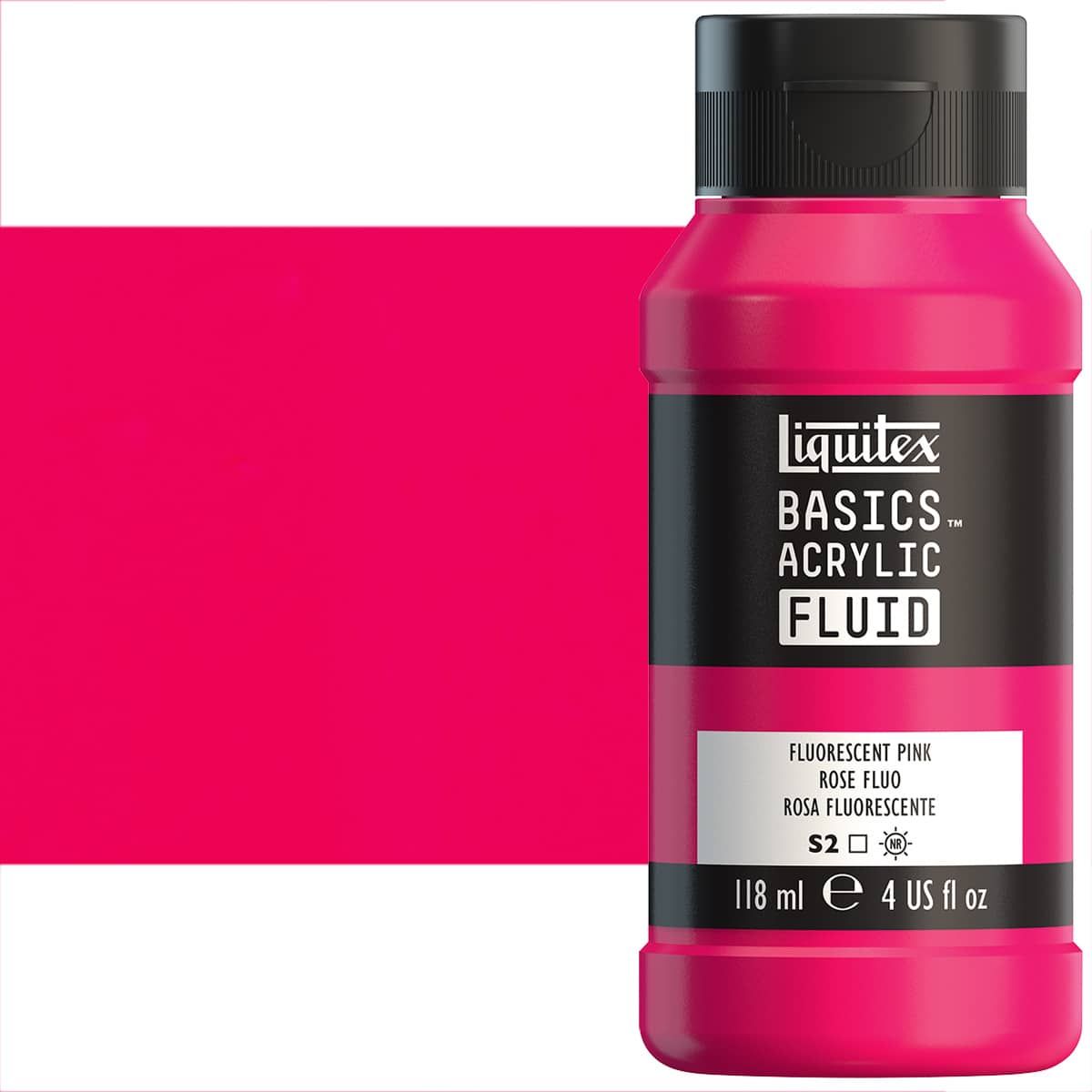 Liquitex Basics Fluid Acrylic - Fluorescent Pink, 4oz Bottle