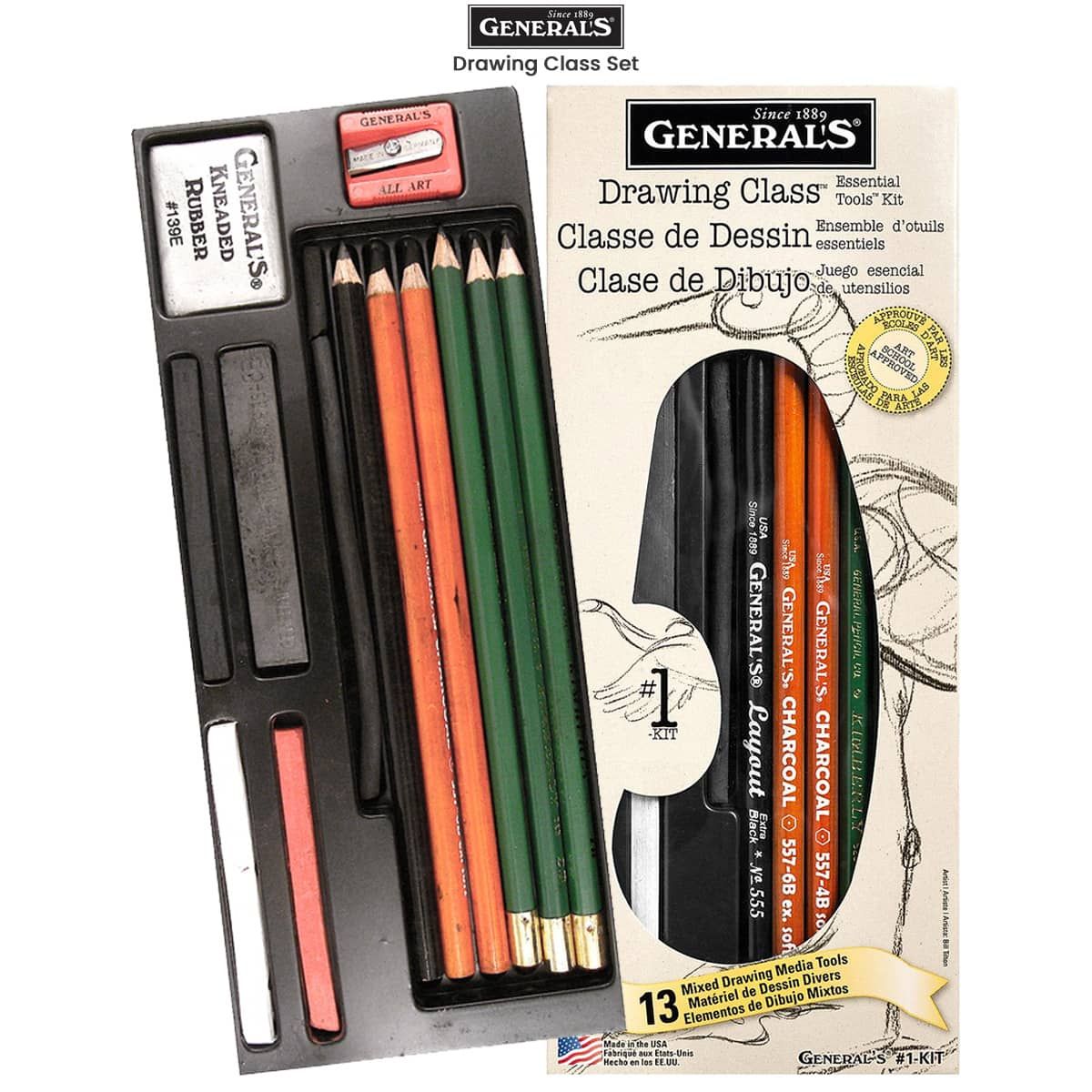 Generals Mini Drawing Kit - Set of 5 Includes 3 Drawing Pencils