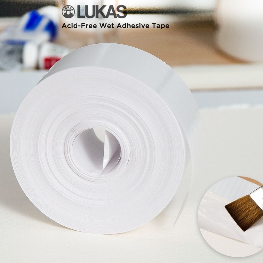Lukas Wet Adhesive Tape Roll 1.58 x 54.7 Yards -Acid-free