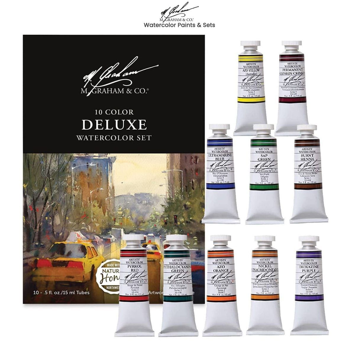 M. Graham Watercolor Quarter Pan Sample Introductory Set 12 Colors,  Repackaged Paint 