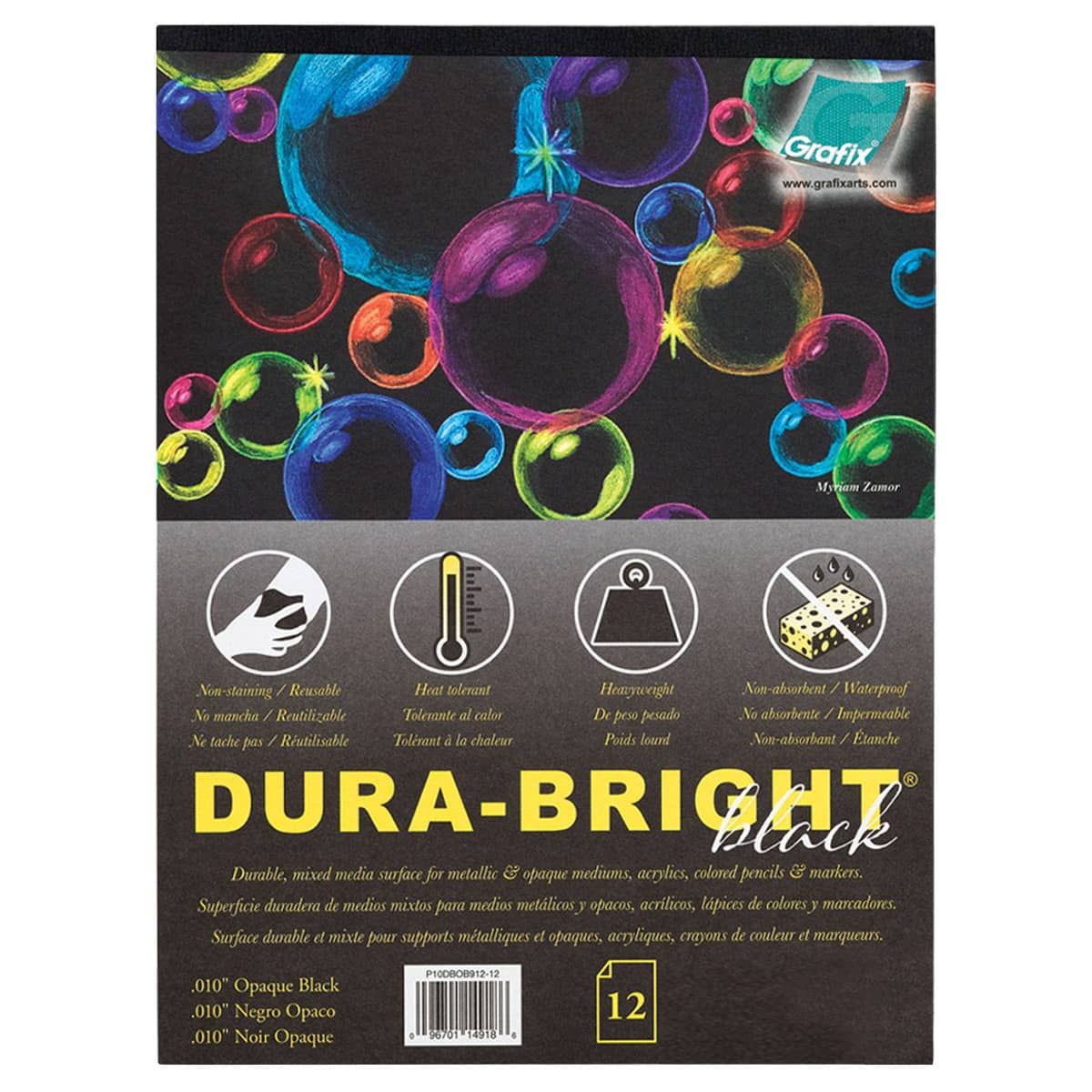 Grafix Dura-Bright Pad Opaque Black 5x7 (12 Sheets) 0.01 thick  polypropylene film