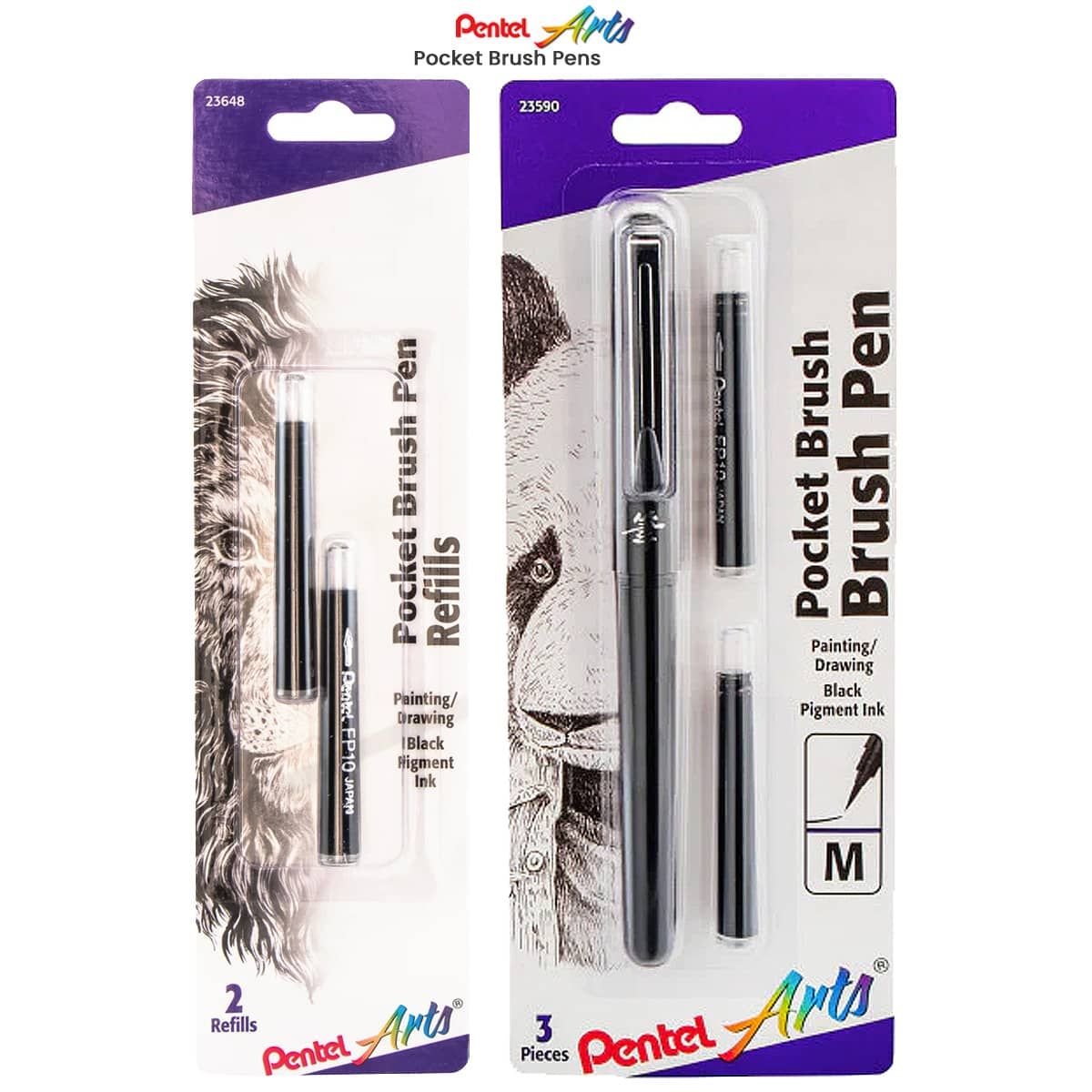 Pentel Sign Brush Pen Black 3-p från Ink & Lise