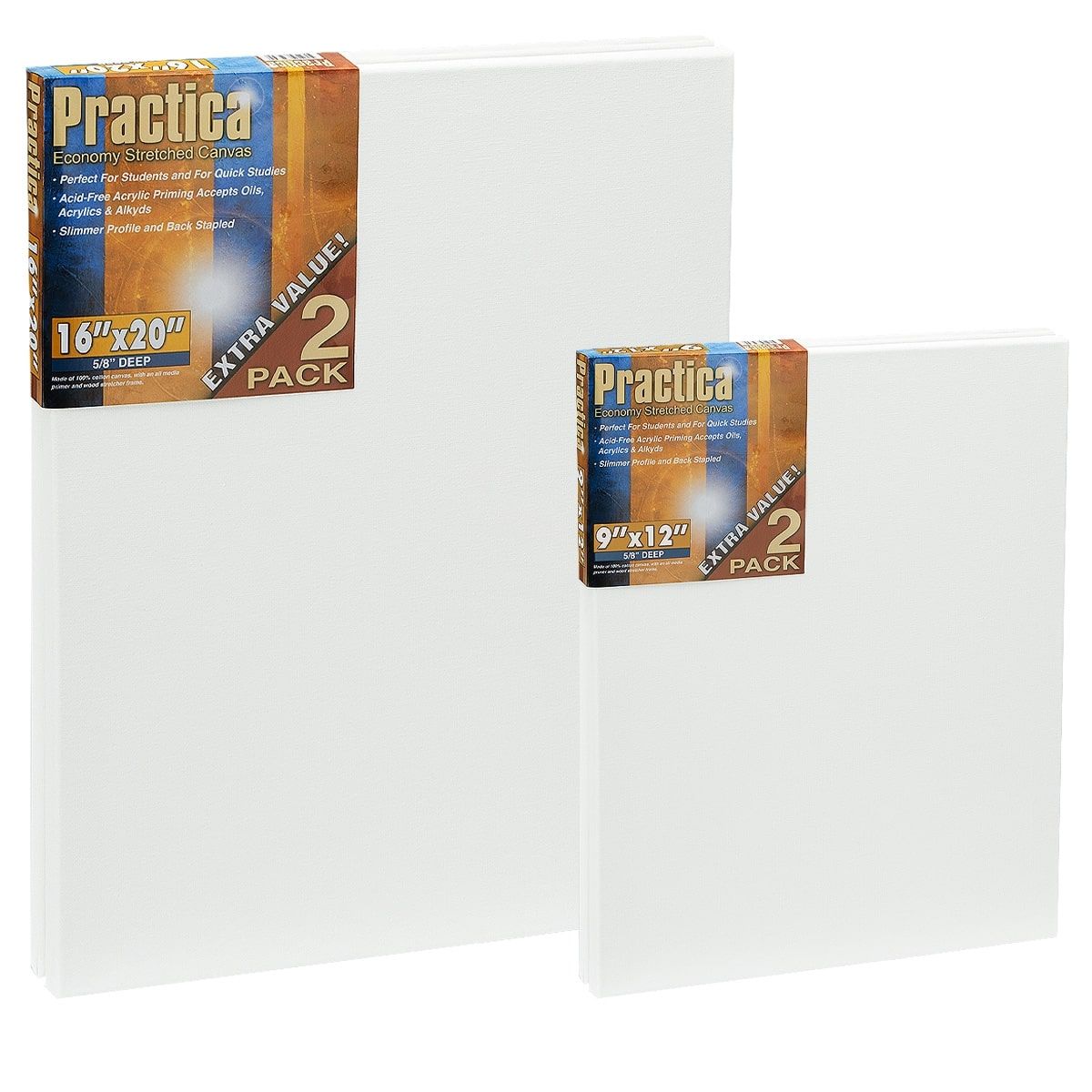 US Art Supply 8 x 10 inch Gallery Depth 1-1/2 Profile Stretched Canvas,  5-Pack - 12-Ounce Acrylic Gesso Triple Primed, Professional Artist Quality