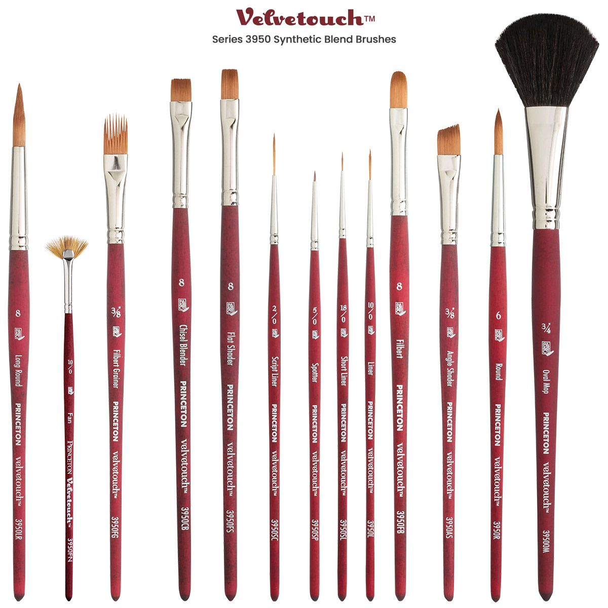 Princeton Velvetouch™ Series 3950 Synthetic Blend Brushes