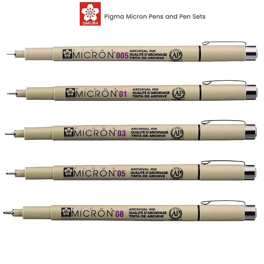 SAKURA Pigma Micron Fineliner Pens - Archival Black Ink Pens - Pens for  Writing, Drawing, or Journaling - Assorted Point Sizes - 8 Pack