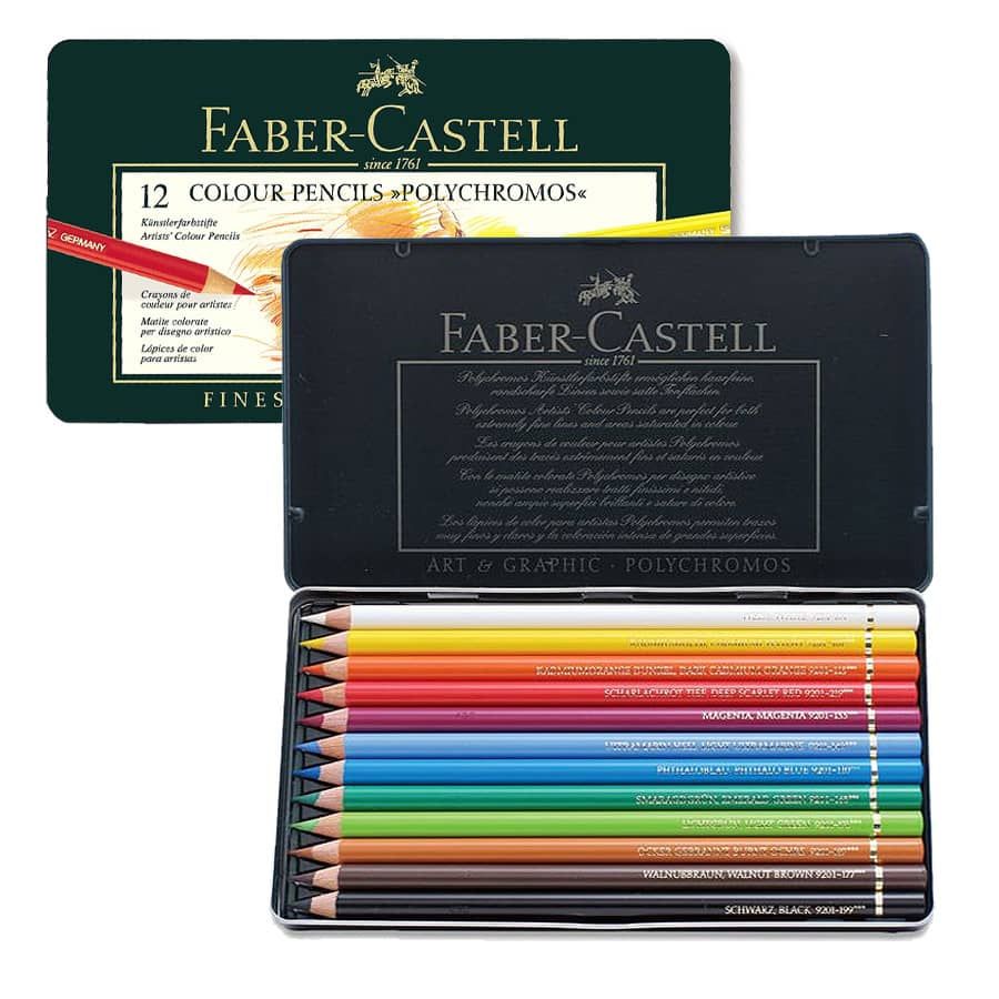 Faber-Castell Polychromos Colored Pencils, Tin Set of 12/24/36/60